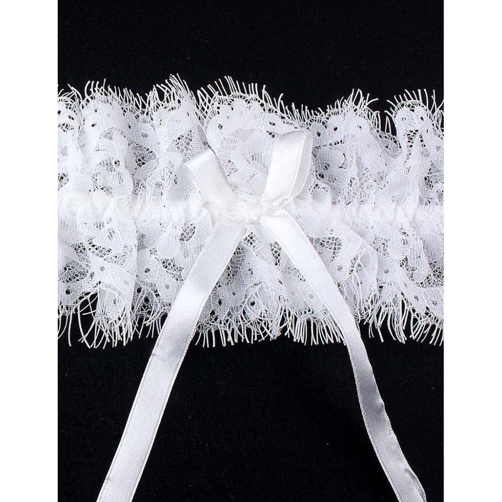 Різне - Білі мереживні підв'язки Star Night з бантиками (без коробки) 4