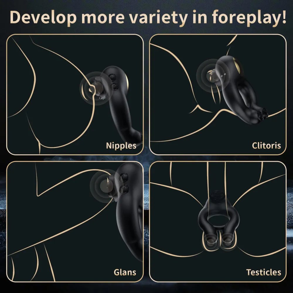 Эрекционные кольца с вибрацией - Эрекционное кольцо с дистанционным пультом BeYourLover ABE PENIS RING, чёрное 7