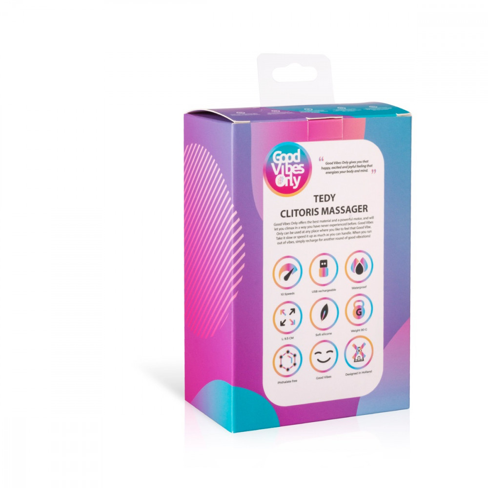 Різне - Вібратор для клітора із вушками Tedy Good Vibes Only, силіконовий, фіолетовий, 9.5 см 6
