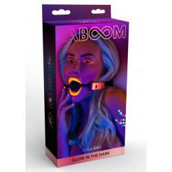 Кляп, що світиться в темряві Taboom Ball Gag, рожево-чорний