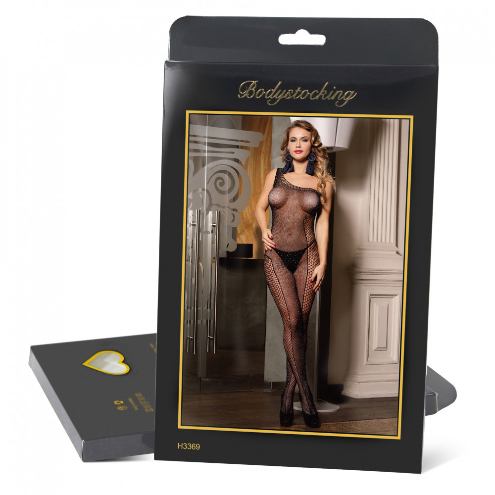 Різне - Комбінезон ажурний зі стразами Star Night на одне плече, чорний 3