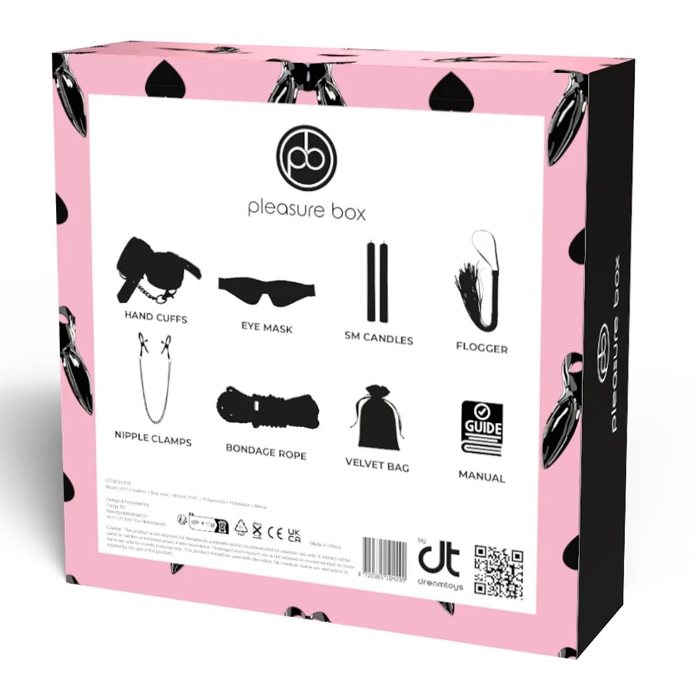БДСМ игрушки - Набор БДСМ Pleasure Box Lets Go Kink наручники, маска, флогер, зажимы, веревка, свечи, 7 предметов 10