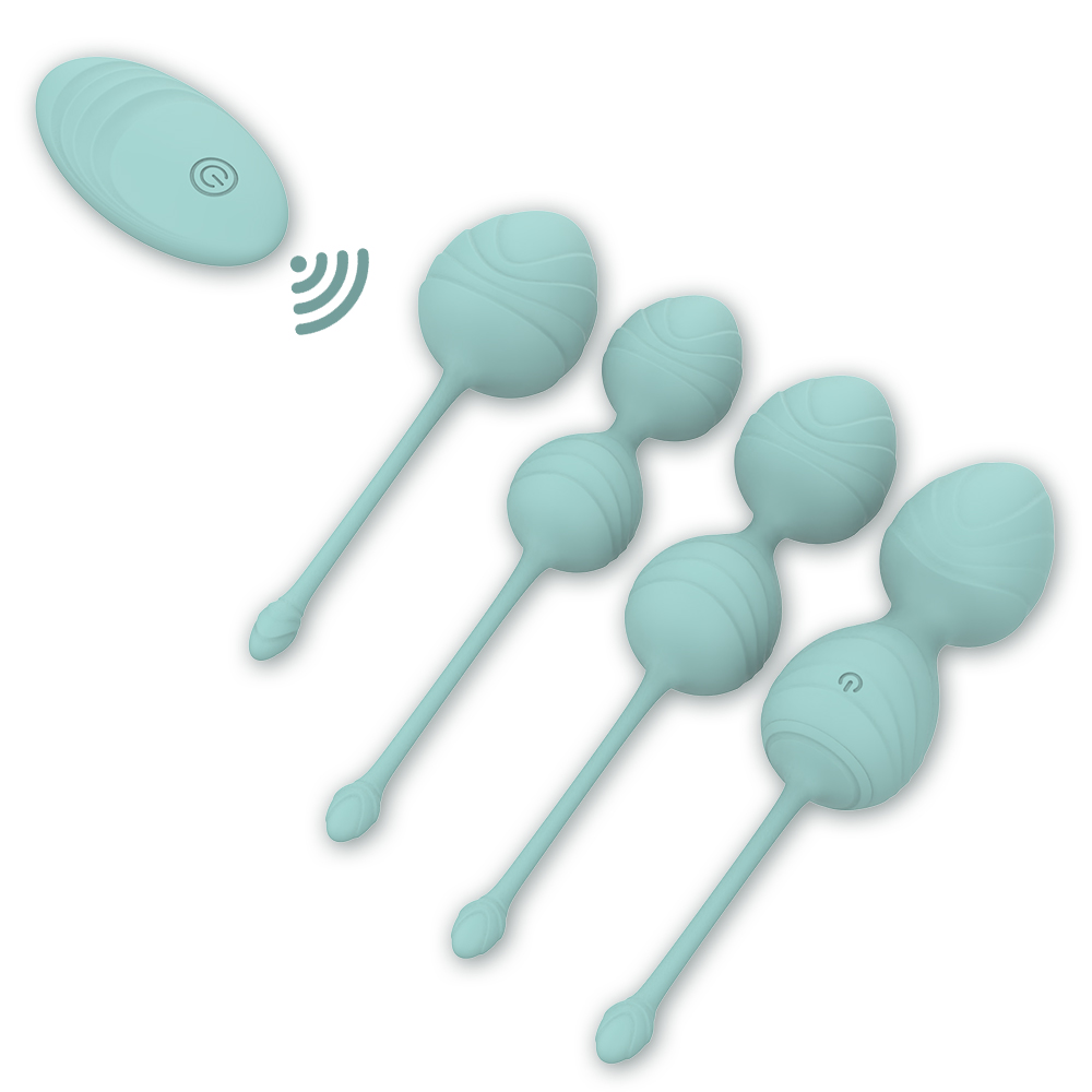 Вагинальные шарики и тренажеры - Набор вагинальных виброшариков Every Night Toys Hailey, 4 шт, с дистанционным пультом, бирюзовый
