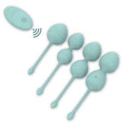 Набор вагинальных виброшариков Every Night Toys Hailey, 4 шт, с дистанционным пультом, бирюзовый