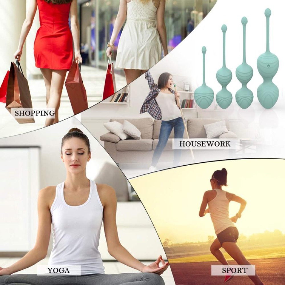 Вагинальные шарики и тренажеры - Набор вагинальных виброшариков Every Night Toys Hailey, 4 шт, с дистанционным пультом, бирюзовый 7