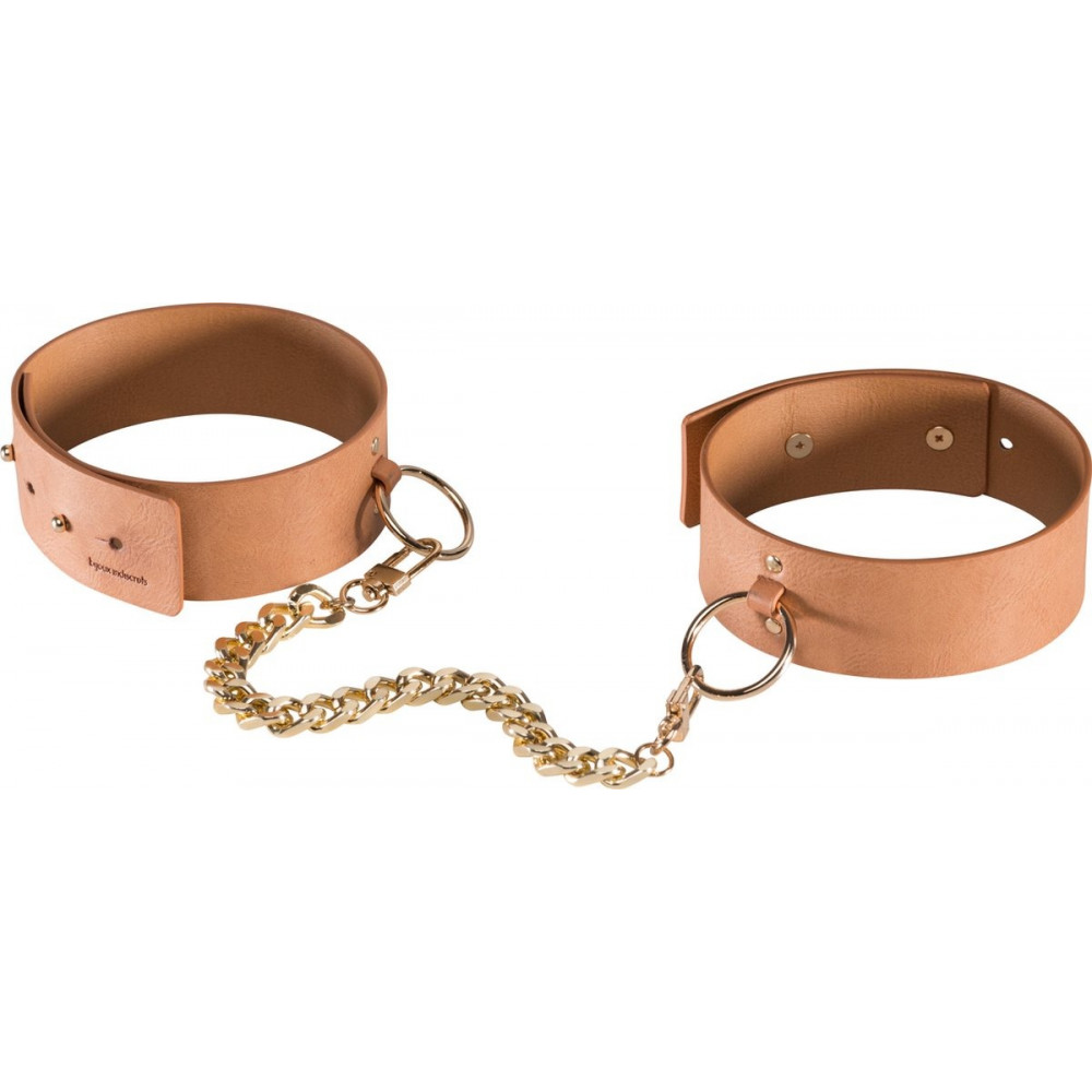 - Наручники Bijoux Indiscrets MAZE - Wide Cuffs Brown, екошкіра, стильні браслети 3