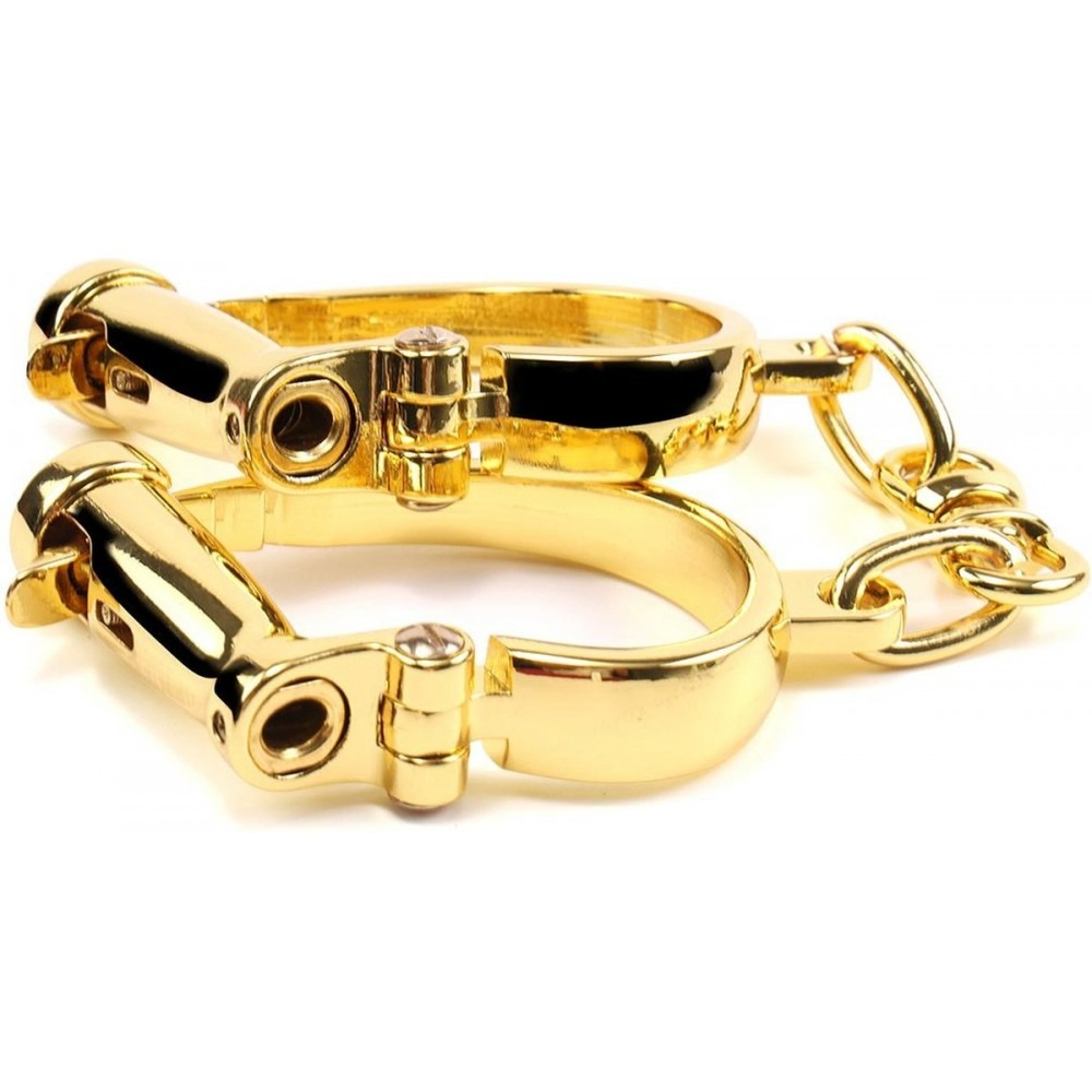 Різне - Наручники з коротким ланцюжком, металеві, золоті 6