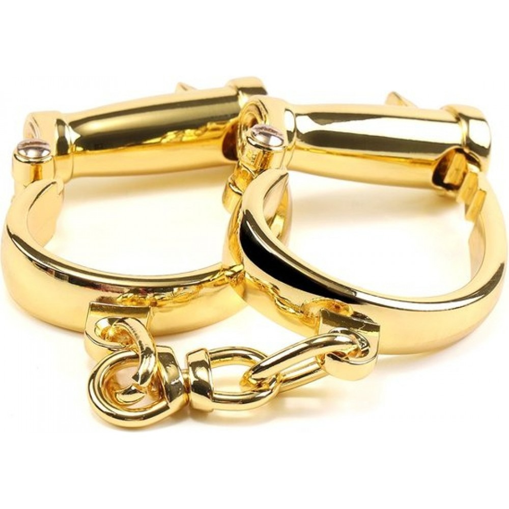 Різне - Наручники з коротким ланцюжком, металеві, золоті 4