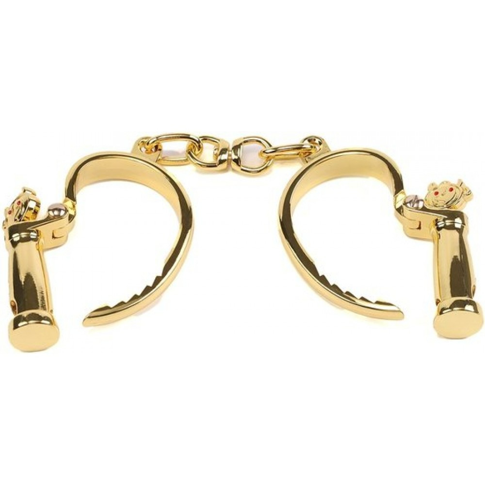 Різне - Наручники з коротким ланцюжком, металеві, золоті 3