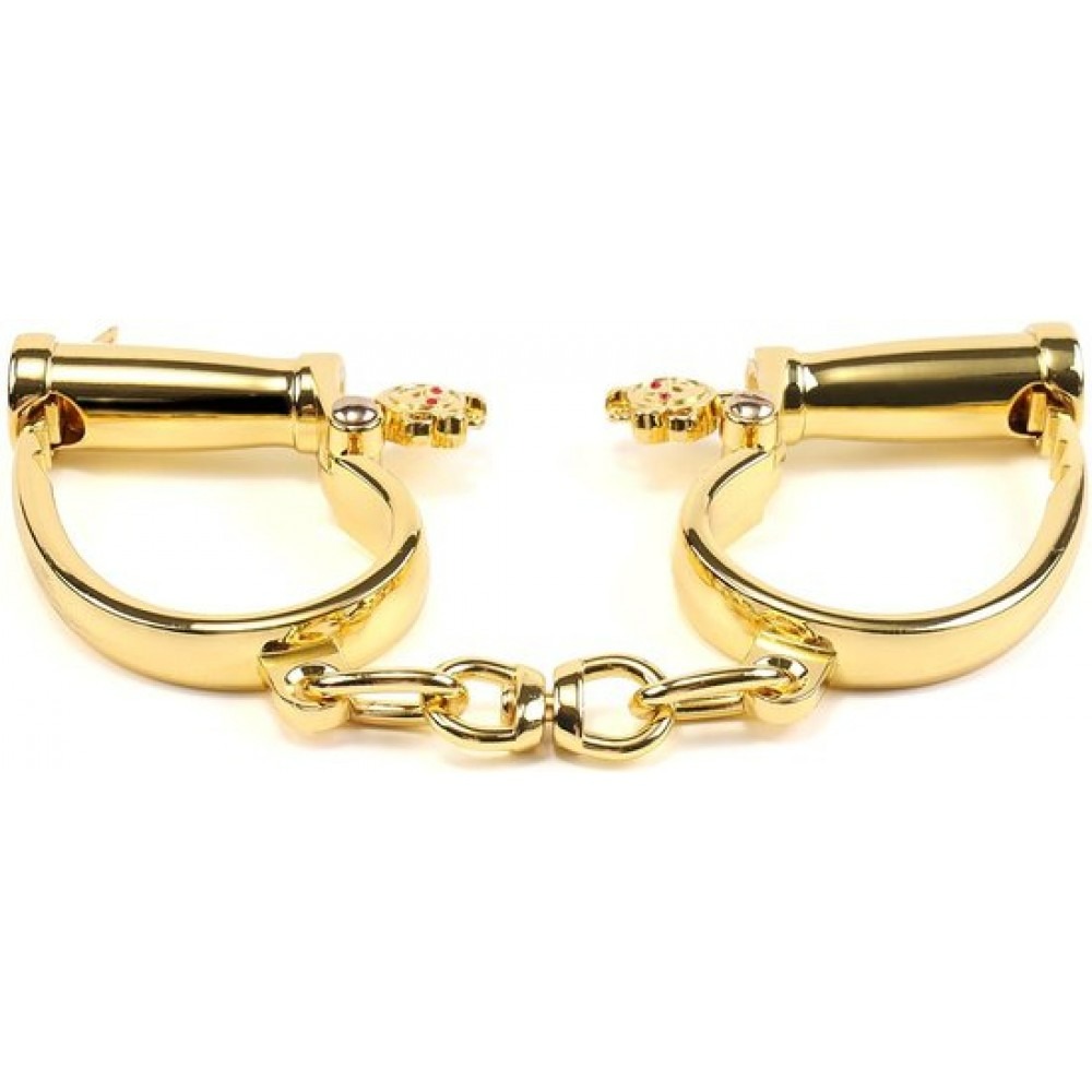 Різне - Наручники з коротким ланцюжком, металеві, золоті 2