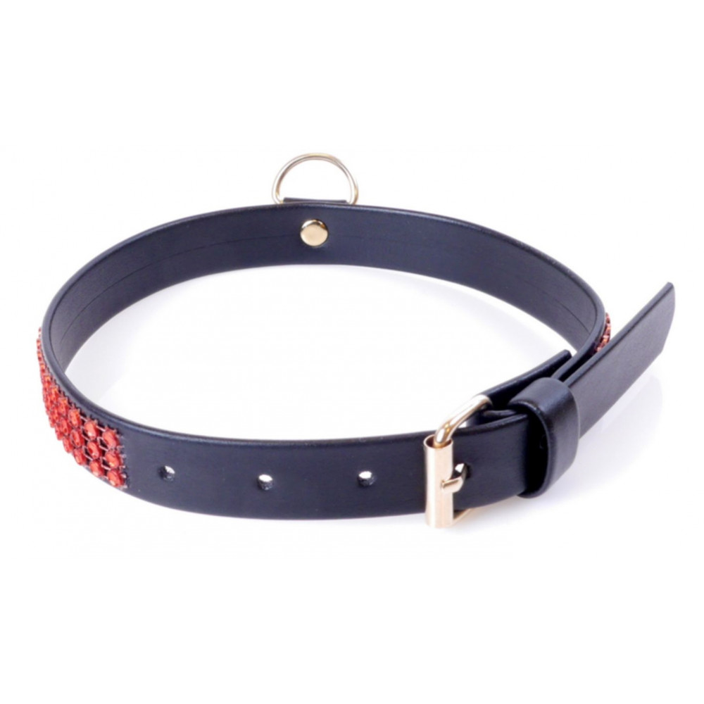 Разное - Ошейник из искуственной кожи с кристаллами Fetish Boss Series - Collar with crystals Red, BS3300108 2