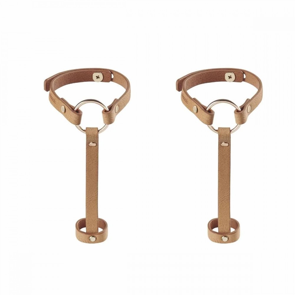 Різне - Пара браслетів на зап'ясті та палець Bijoux Indiscrets MAZE Hand Bracelet Harness Brown, екошкіра 5