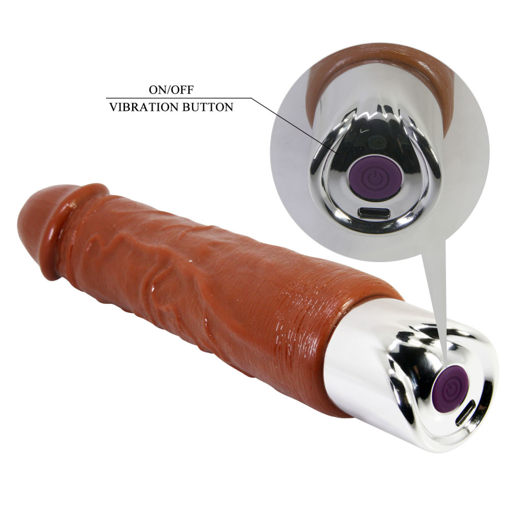  - Перезаряжаемый вибратор реалистик Pretty Love - Rufus Pro Realistic Vibrating Dildo Brown, BW-500082DC 6