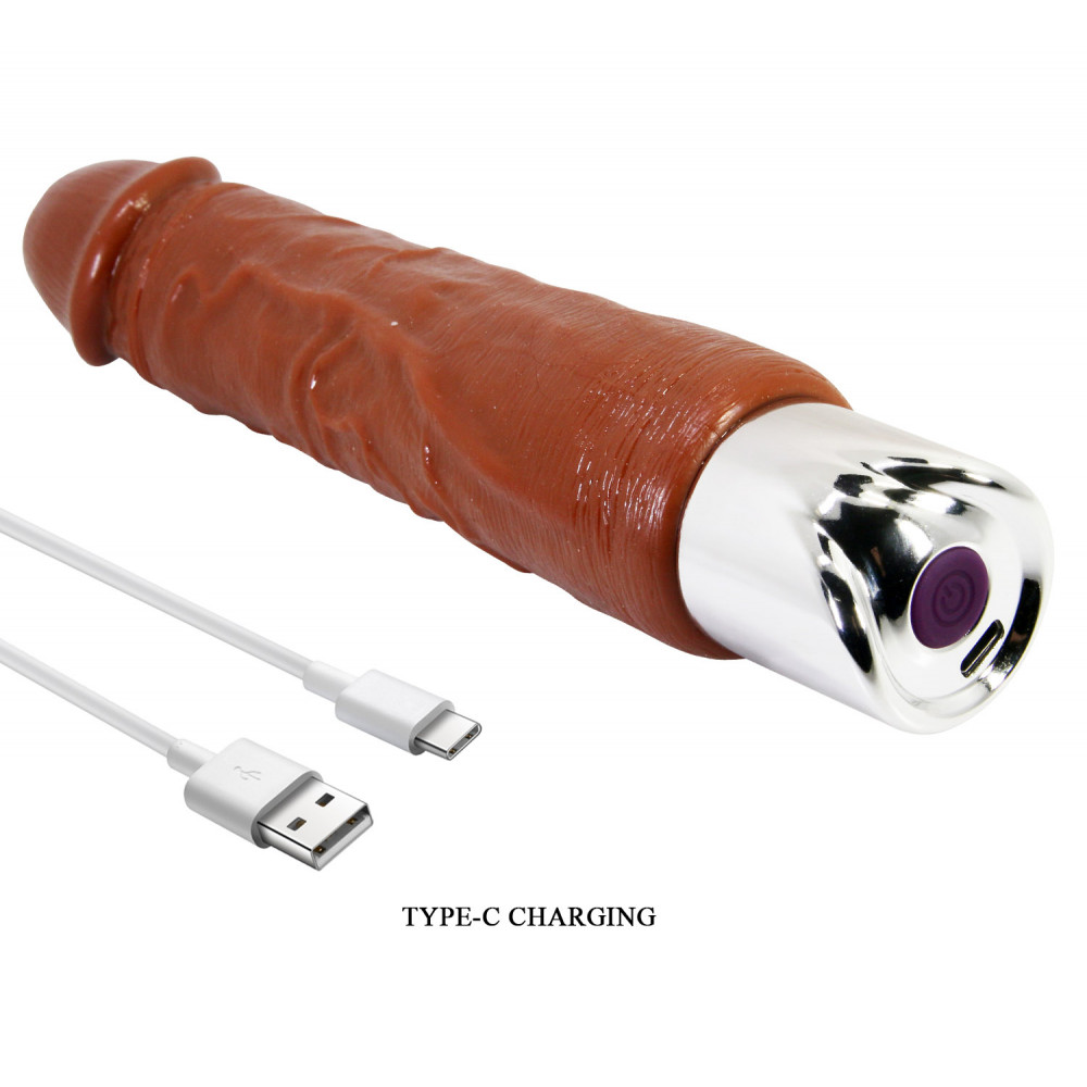  - Перезаряжаемый вибратор реалистик Pretty Love - Rufus Pro Realistic Vibrating Dildo Brown, BW-500082DC 7
