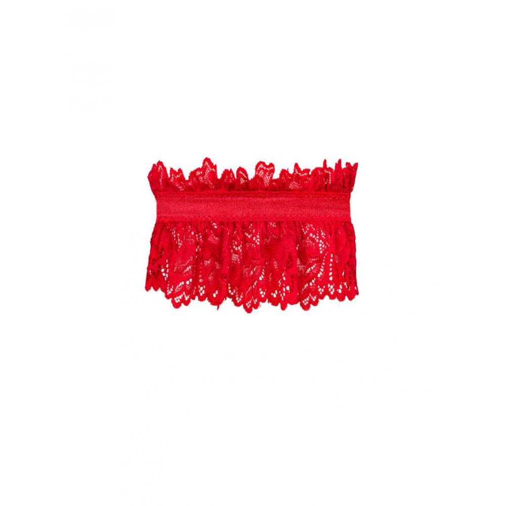 Разное - Подвязка из нежного кружева Obsessive Amor Cherris с атласным бантиком, красный 3