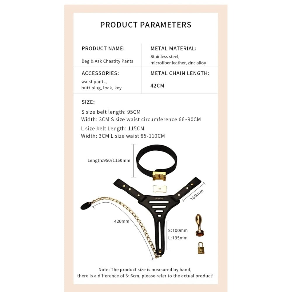  - Пояс вірності Lockink Sevanda Beg & Ask Chastity Pants з повідцем та анальною пробкою, L 16