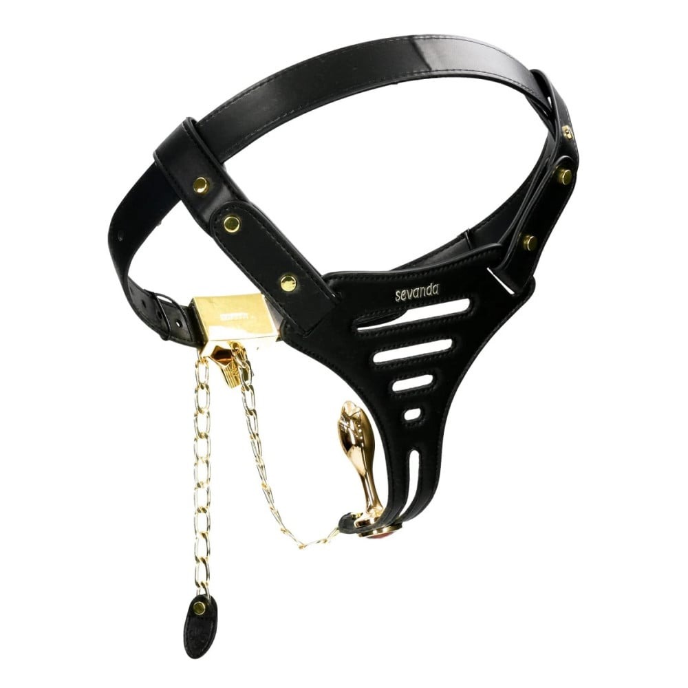  - Пояс вірності Lockink Sevanda Beg & Ask Chastity Pants з повідцем та анальною пробкою, L
