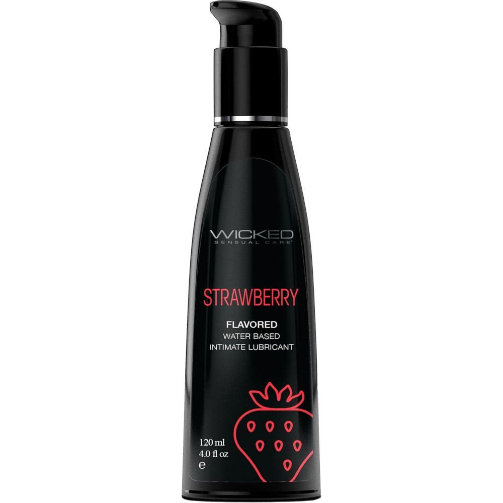 Різне - Їстівний лубрикант зі смаком полуниці Wicked Aqua Strawberry на водній основі, 120 мл