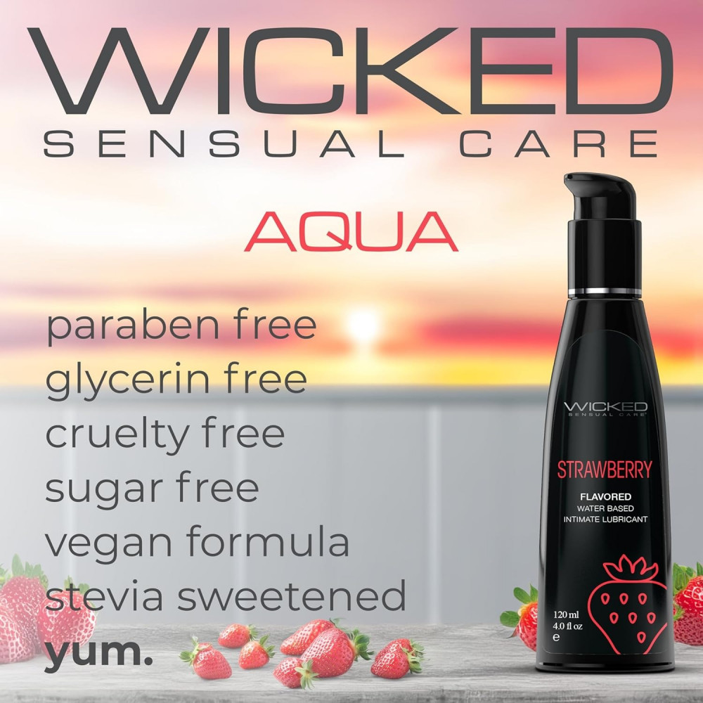 Різне - Їстівний лубрикант зі смаком полуниці Wicked Aqua Strawberry на водній основі, 120 мл 2