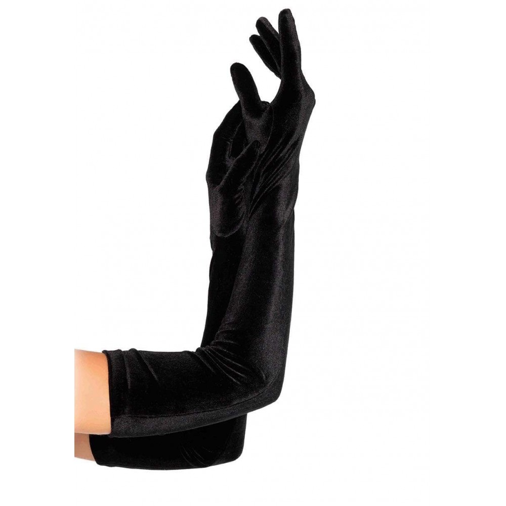  - Сексуальные перчатки Stretch Velvet Opera Length Gloves от Leg Avenue, черные O\S