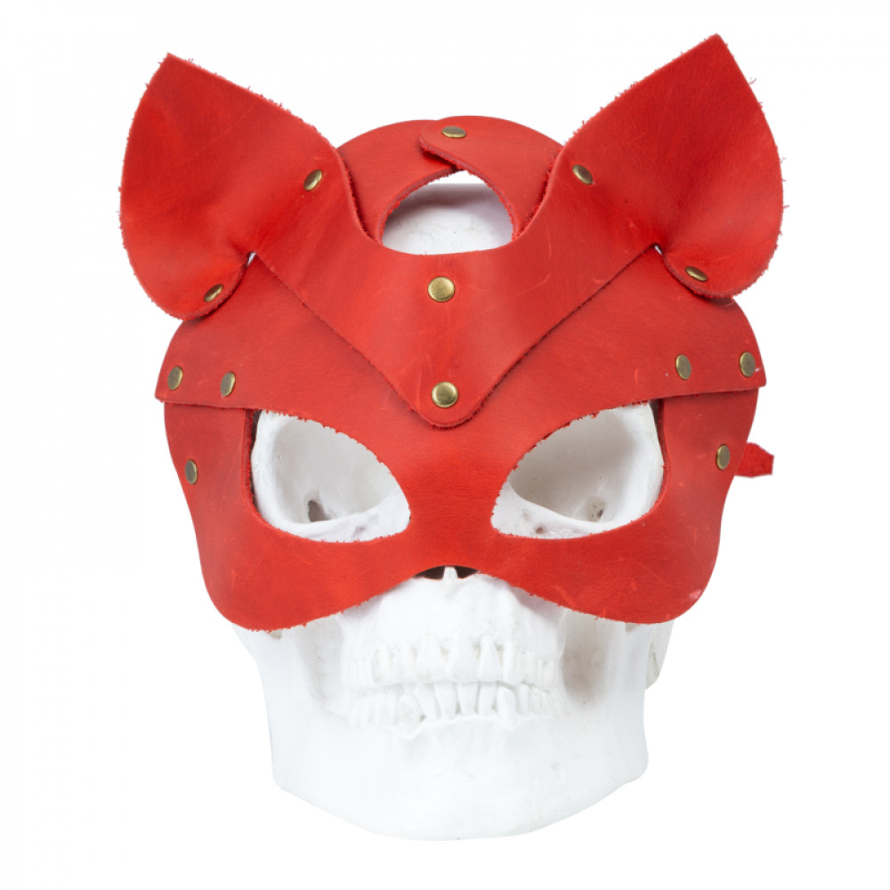 Маски - Премиум маска кошечки LOVECRAFT, натуральная кожа, красная, подарочная упаковка 4