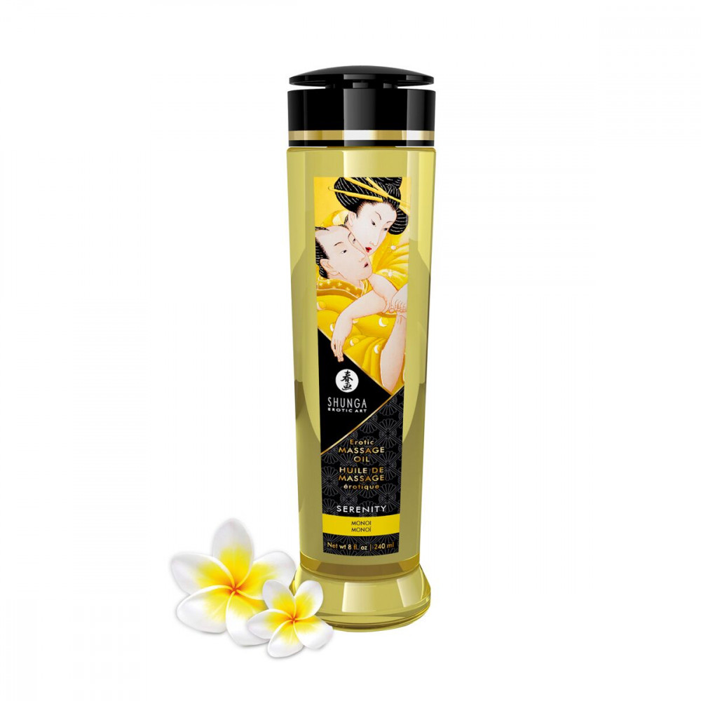 Массажные масла - Массажное масло Shunga Serenity - Monoi (240 мл) натуральное увлажняющее