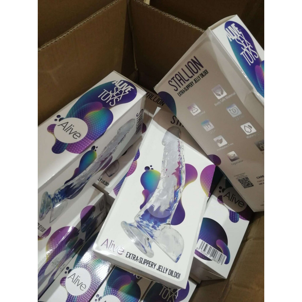 Секс игрушки - Прозрачный фаллоимитатор Alive Jelly Dildo Stallion (мятая упаковка) 1