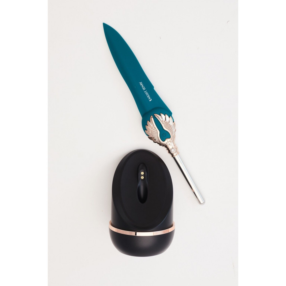 Классический вибратор - Изысканный вибратор Knight Jenay FLOWERS & SWORD, маска, лента и лубрикант в комплекте 4