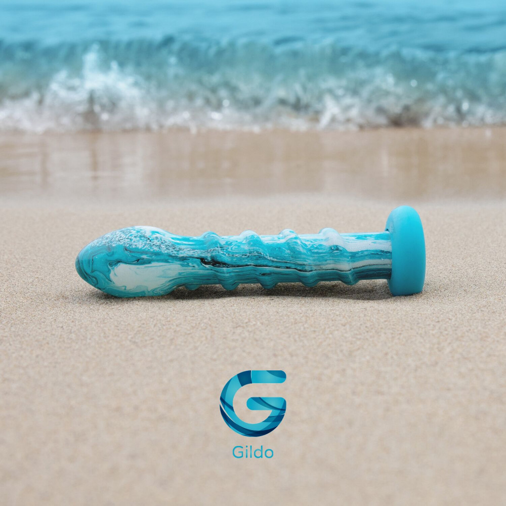Дилдо - Стеклянный дилдо Gildo Ocean Wave, с силиконовым основанием 2