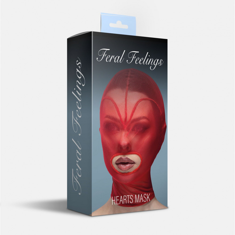 Маски - Маска сердце сетка с открытым ртом Feral Feelings - Hearts Mask Red/Red 1