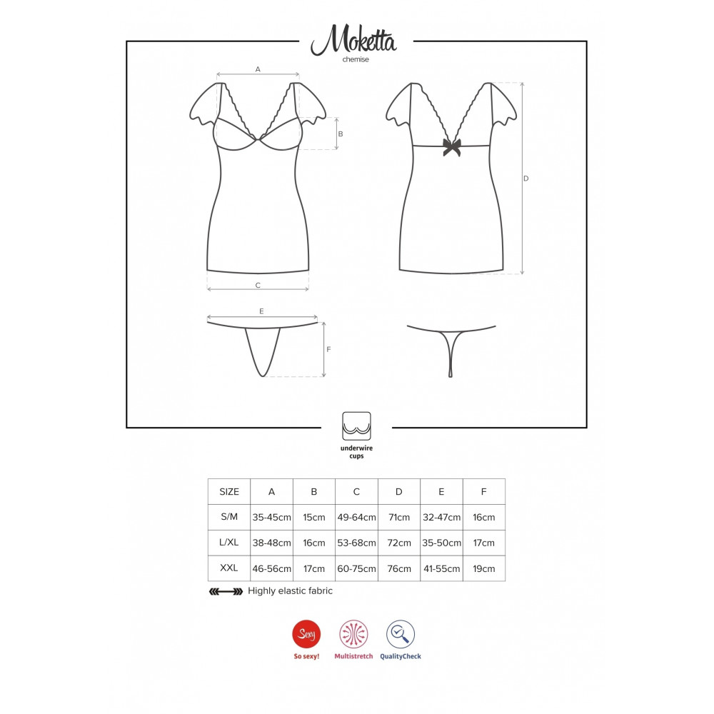 Разное - Сорочка с кружевными рукавами и стринги Obsessive Moketta фиолетовый, L/XL 4