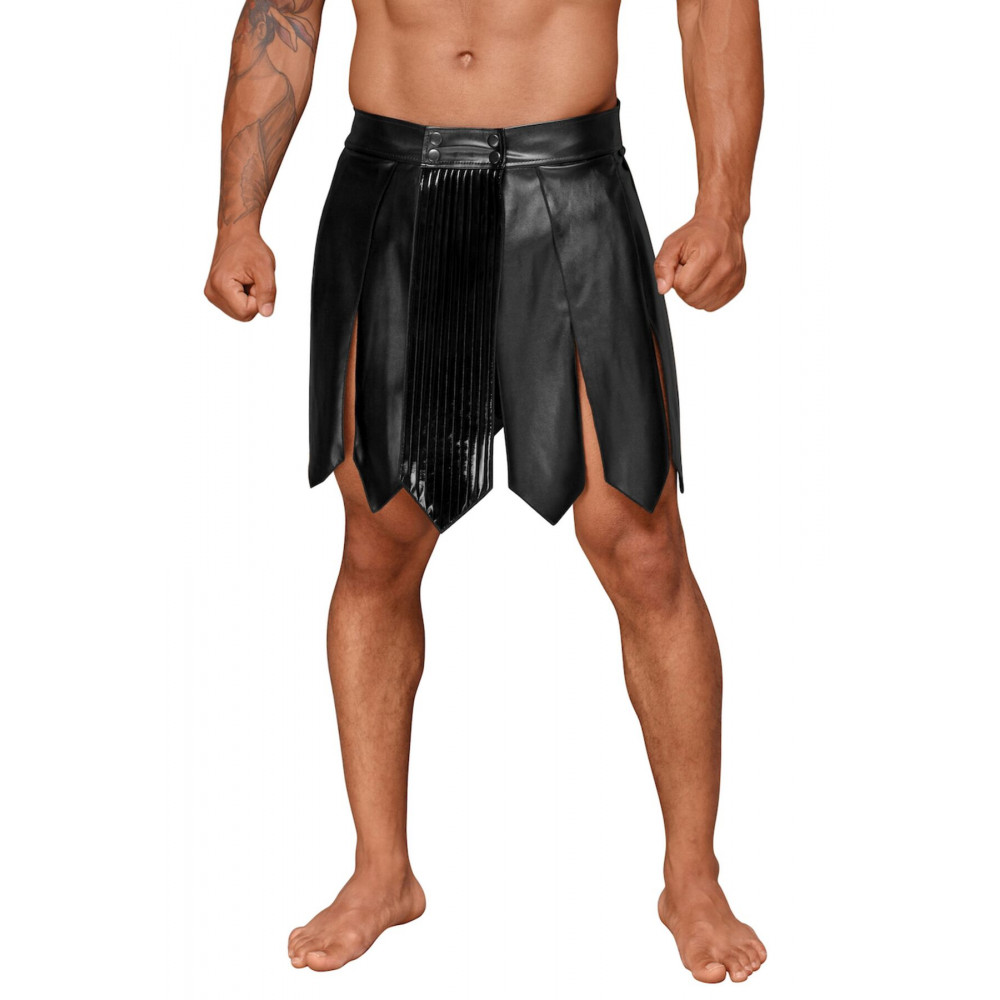 Стринги, трусы и шорты - Мужская юбка гладиатора Noir Handmade H053 Eco leather men's gladiator skirt - L 1