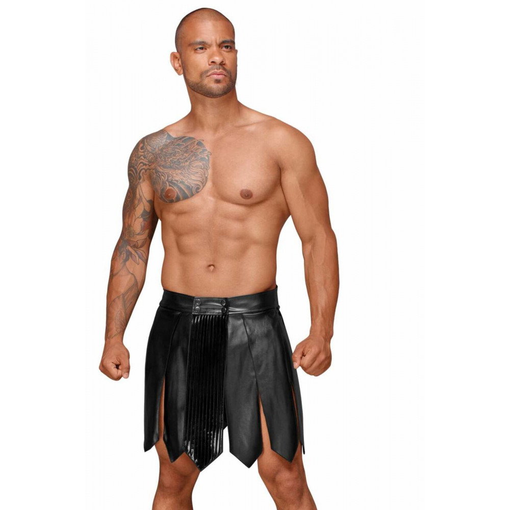 Стринги, трусы и шорты - Мужская юбка гладиатора Noir Handmade H053 Eco leather men's gladiator skirt - L