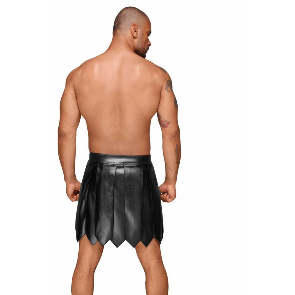 Стринги, трусы и шорты - Мужская юбка гладиатора Noir Handmade H053 Eco leather men's gladiator skirt - L 3