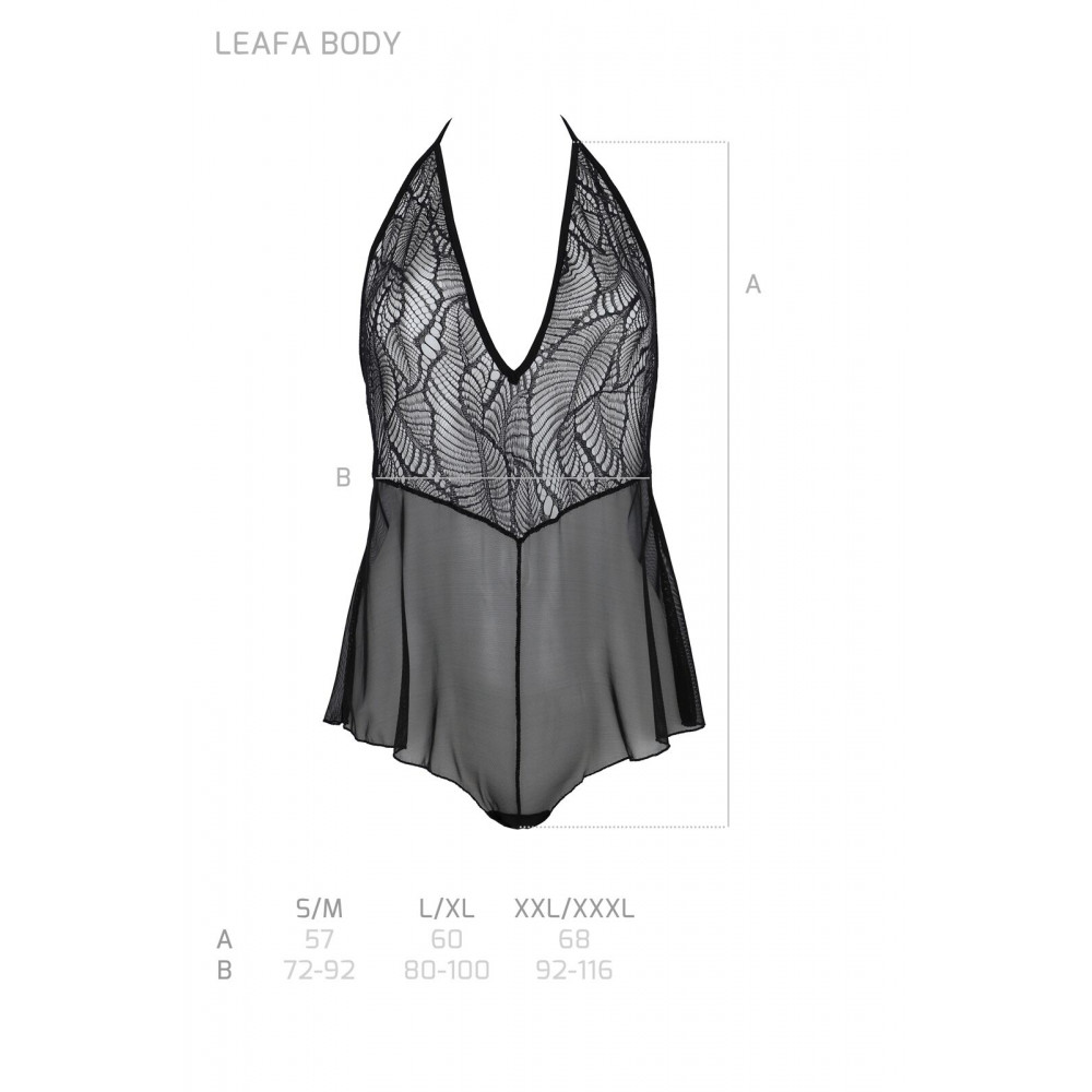 Эротическое боди - Боди Passion LEAFA BODY black L/XL - ECO Passion 4