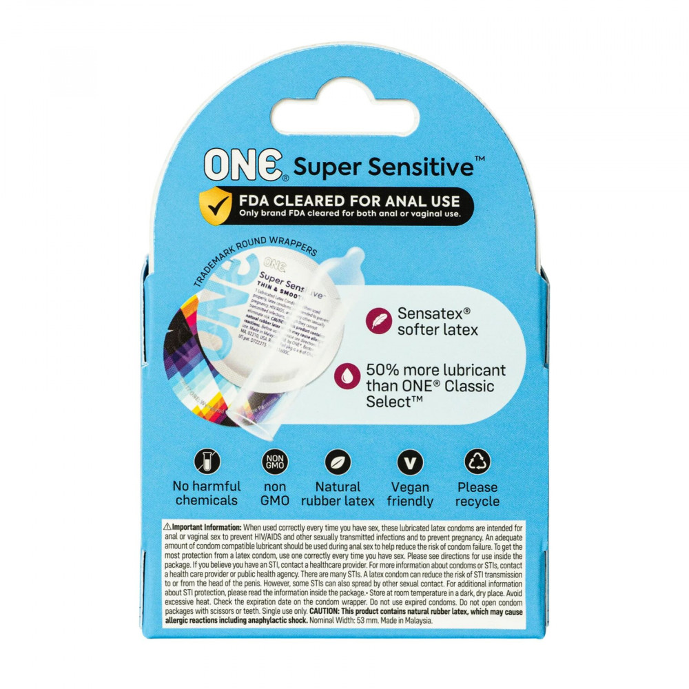 Презервативы - Презервативы ONE Super Sensitive 3 шт, картонная коробка 1