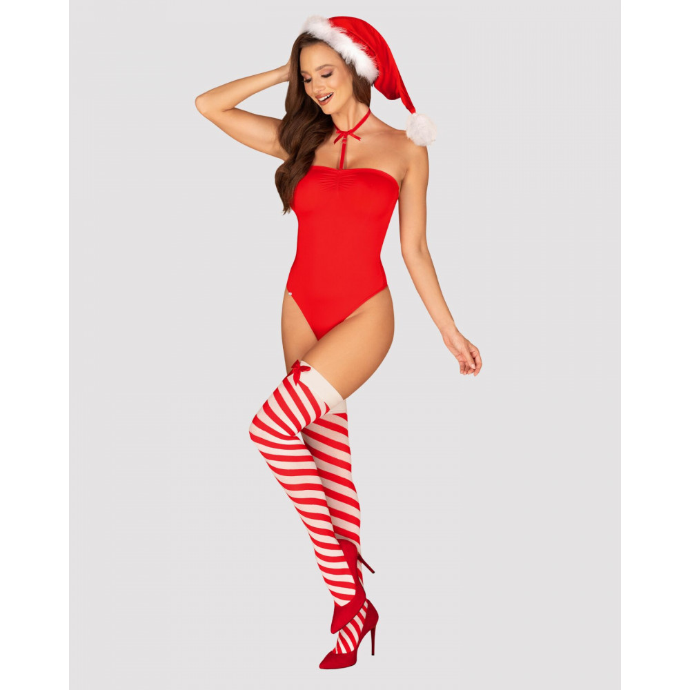 Эротическое боди - Боди Obsessive Kissmas teddy red L/XL