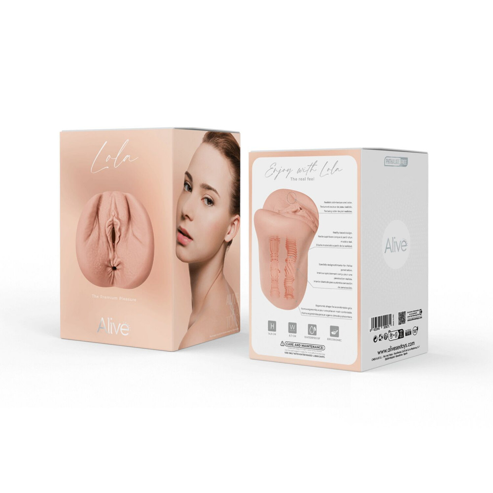Мастурбаторы без вибрации - Мастурбатор-вагина + попка Alive Lola Super Realistic Masturbator L Flesh, два канала, реалистик 5