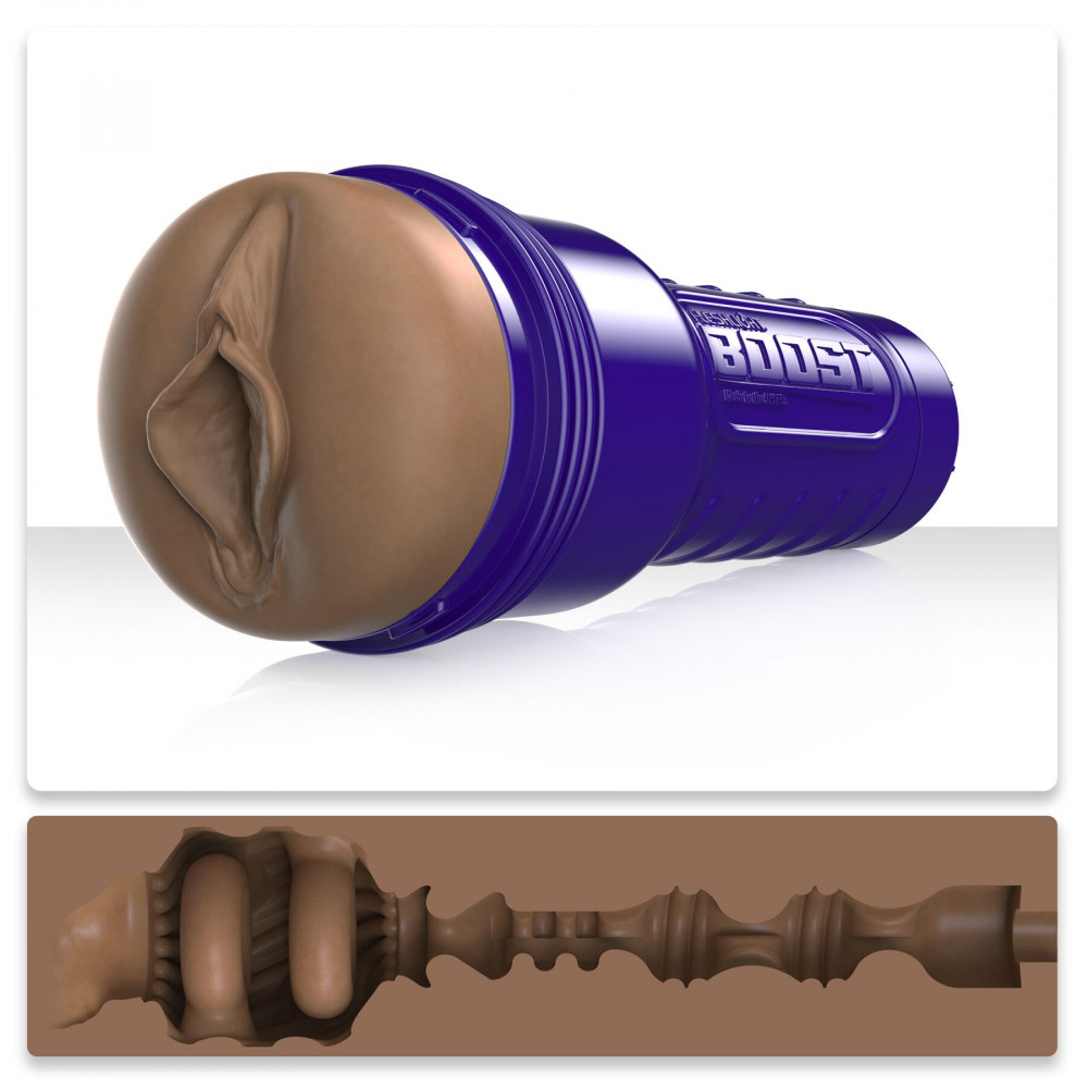 Мастурбаторы без вибрации - Мастурбатор-вагина Fleshlight Boost Bang Medium Dark Flesh, плавающие кольца Turbo Tech
