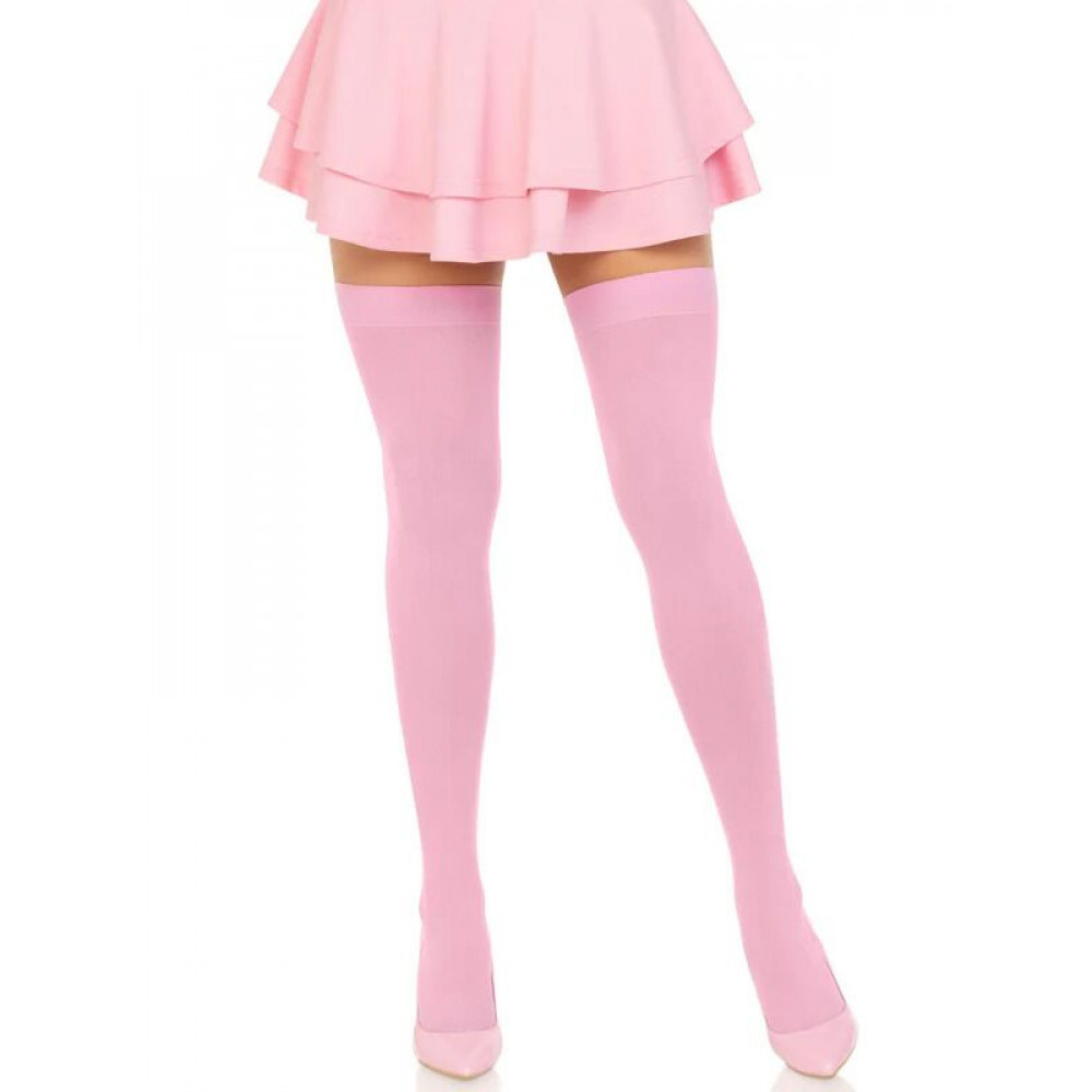 Панчохи - Щільні непрозорі панчохи Leg Avenue Opaque Nylon Thigh Highs Pink, One Size