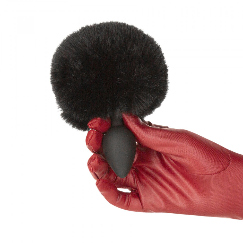Анальные игрушки без вибрации - Анальная пробка с хвостом Punishment - Bunny Tail Silicone Anal Plug - Black 2