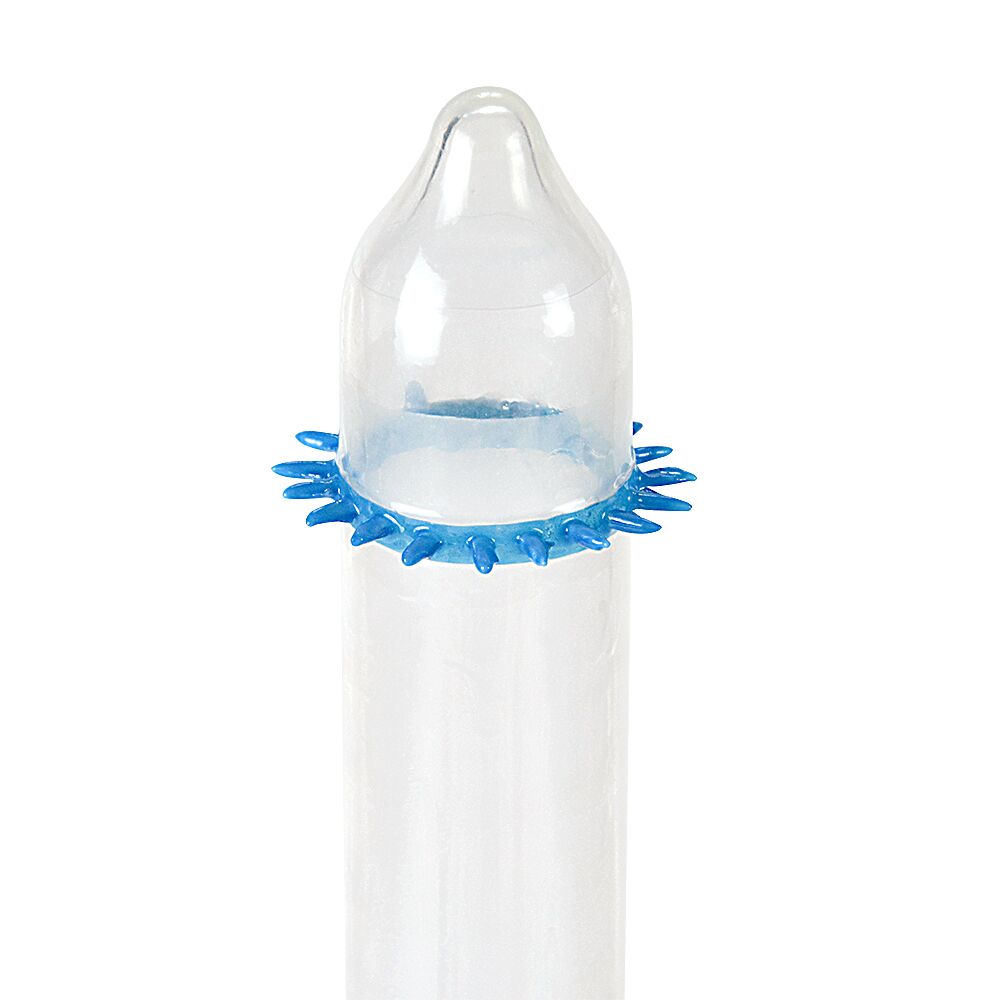 Эрекционные кольца без вибрации - Насадка на член Recare Spike Condom Blue (презерватив с шипами) 1