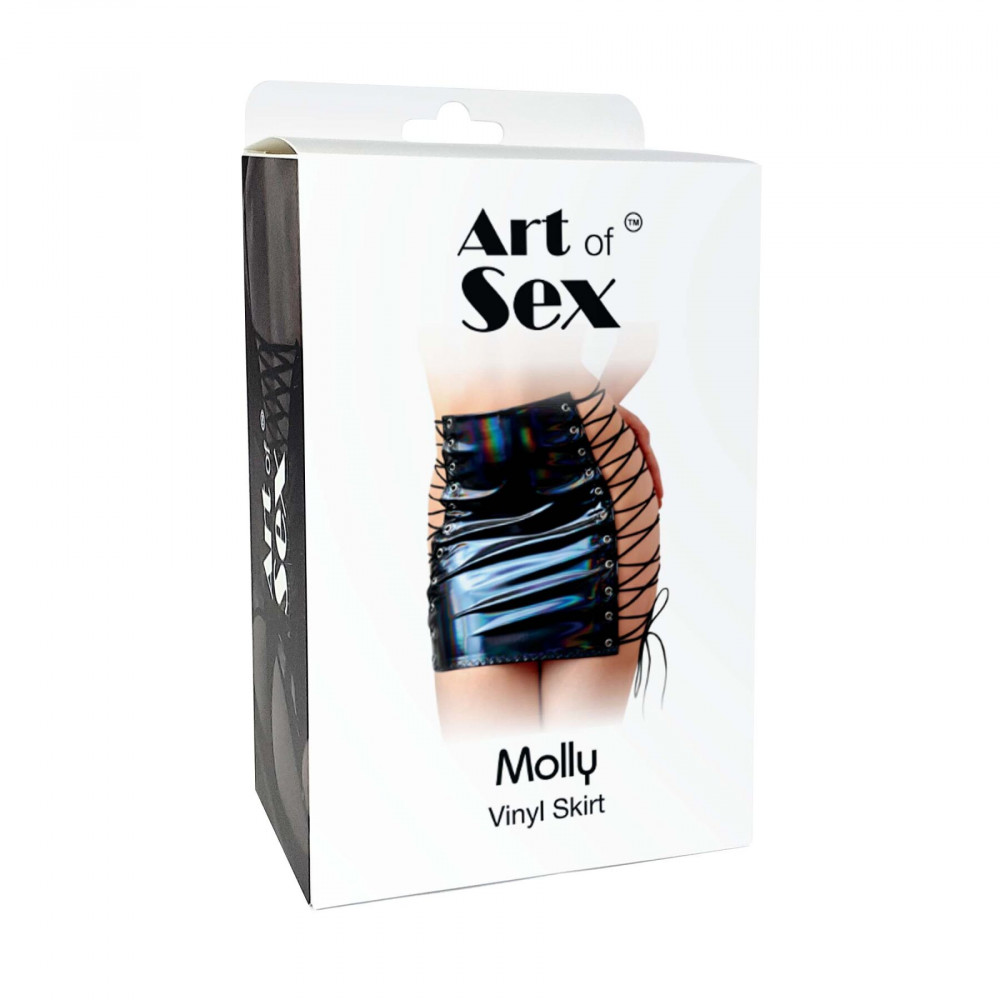  - Лакована спідниця на шнурівці Art of Sex - Molly, колір чорний, L-2XL 2