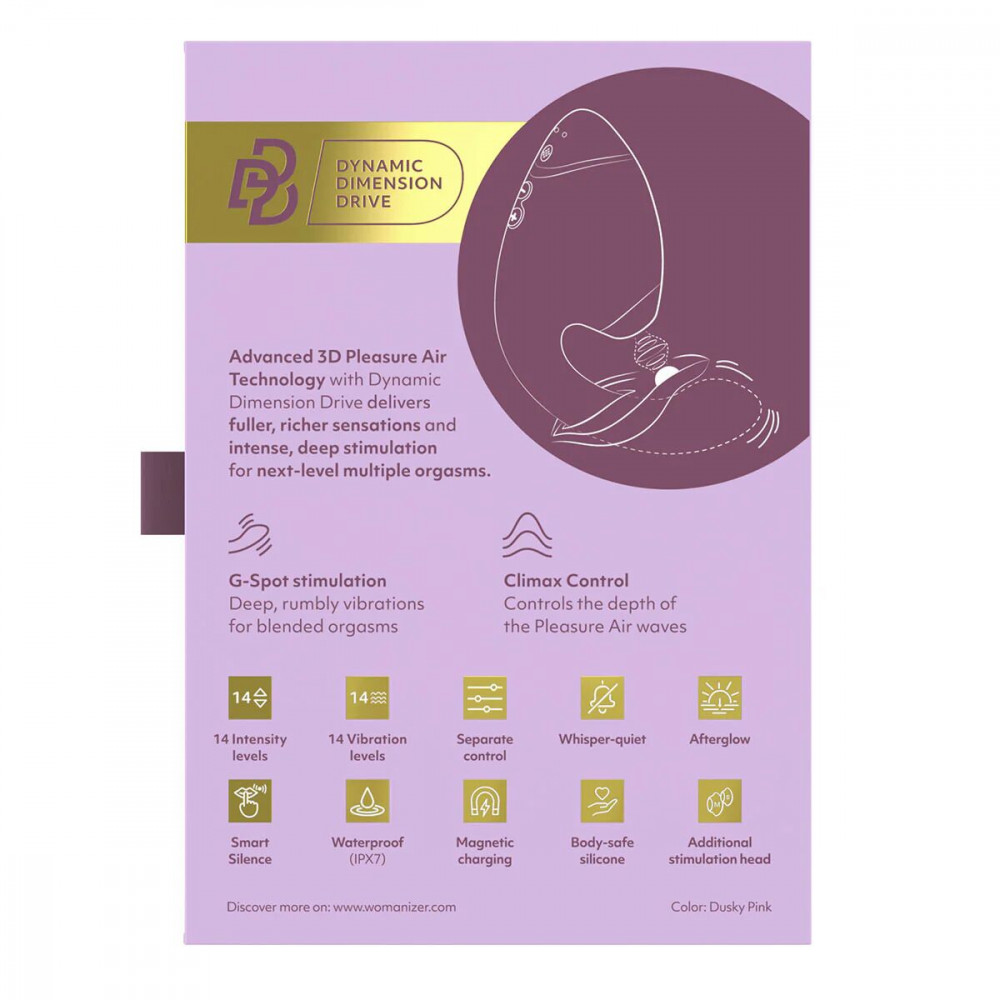 Вакуумный вибратор - Двойной вакуумный клиторальный стимулятор с вибрацией Womanizer Next Duo - Dusky Pink 6