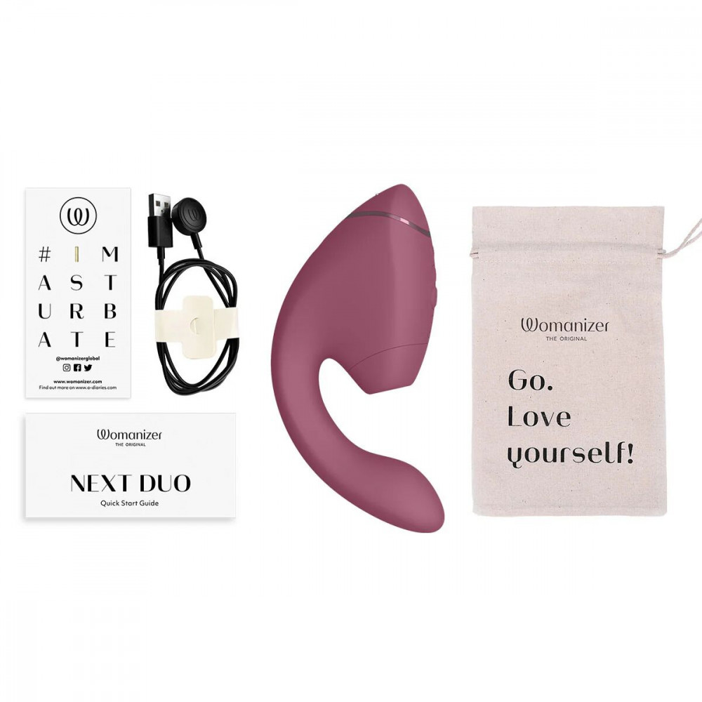 Вакуумный вибратор - Двойной вакуумный клиторальный стимулятор с вибрацией Womanizer Next Duo - Dusky Pink 1
