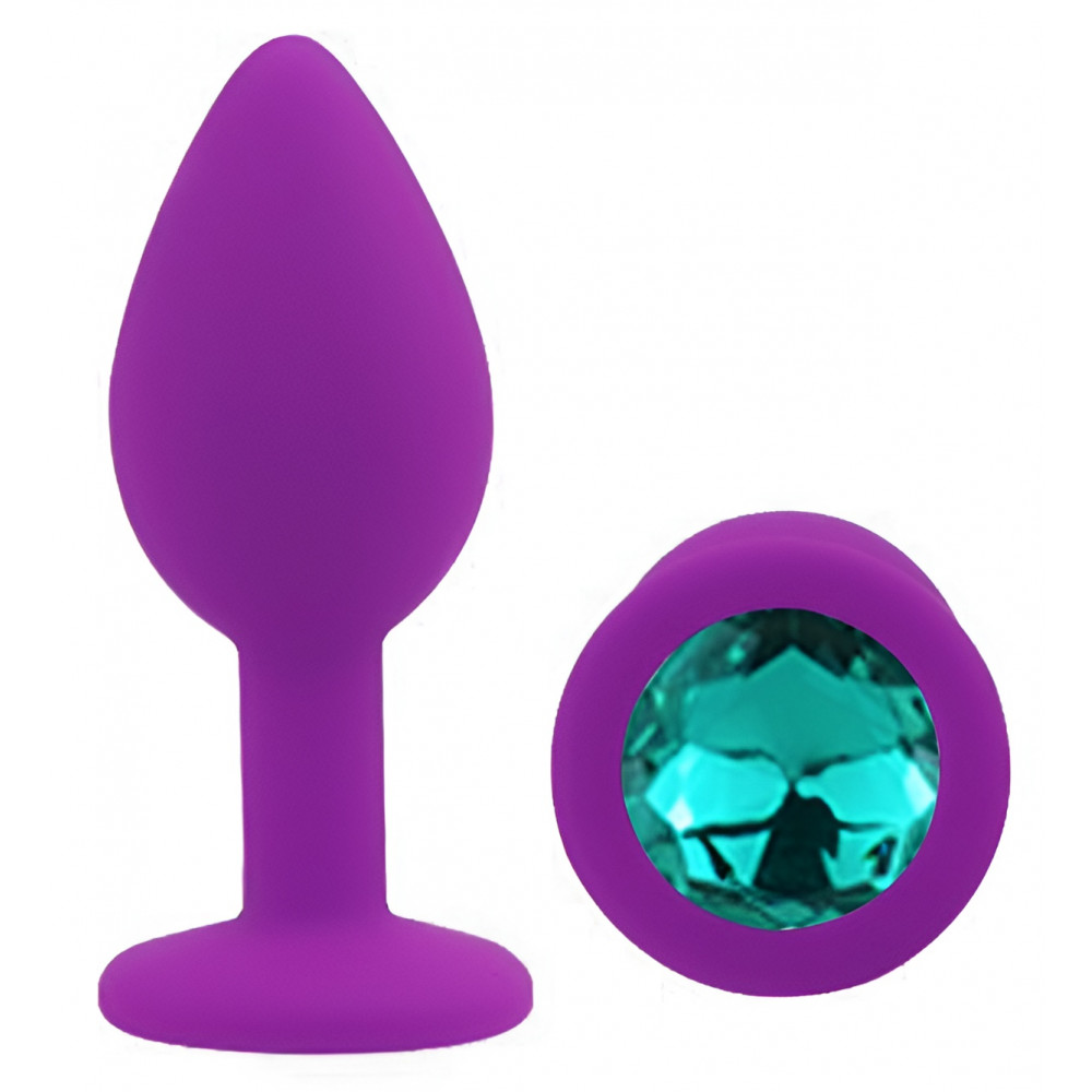 Анальные игрушки без вибрации - Силиконовая анальная пробка EGZO - Silicone Purple Round Plug Marine, size S 3