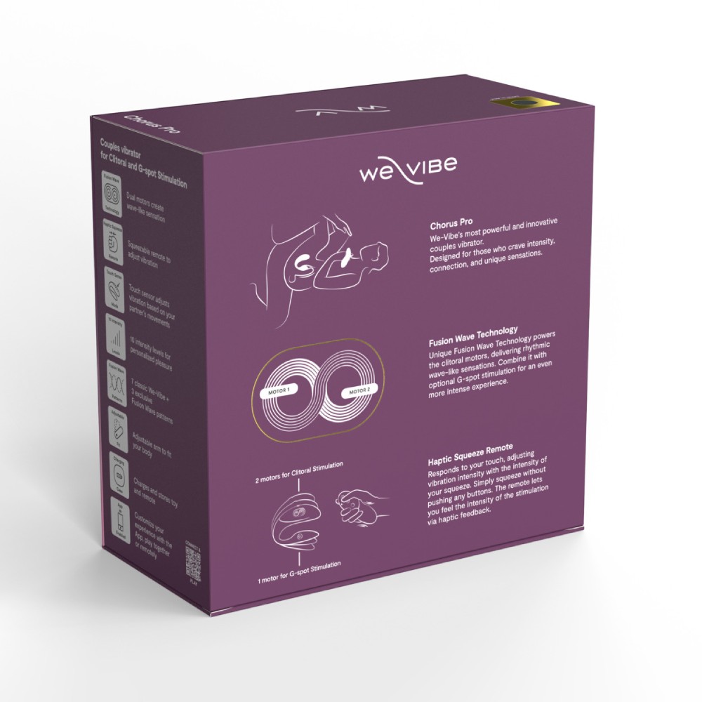Игрушки для пар - Вибратор для пар We-Vibe Chorus Pro Satin Blackс пультом и приложением, черный 13