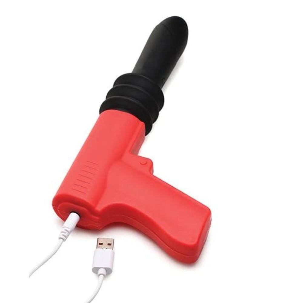 Різне - Вібратор у формі пістолета, із фрикціями Master Series Pistol Pounder червоно-чорний 3