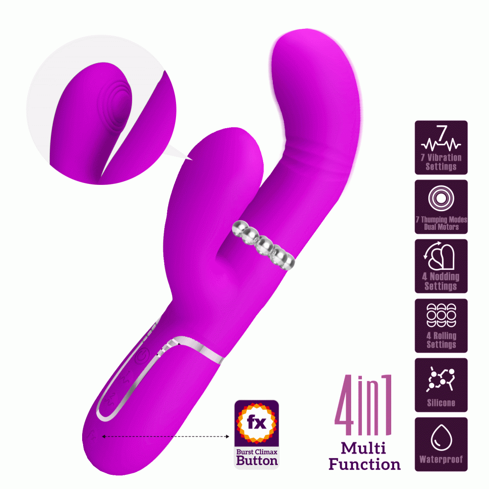  - Вибромассажер с поступательным движением серии Pretty Love - Mariana Twinkled Purple 7 vibration functions 4 rolling functions, BW-500034 1