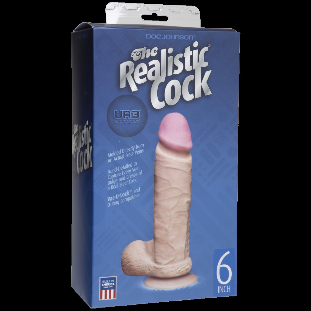 Секс игрушки - Фаллоимитатор Doc Johnson The Realistic Cock 6 inch White - ULTRASKYN, Vack-U-Lock (мятая упаковка!) 2